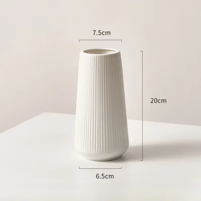 Modern Simplicity T-Shaped Ceramic Flower Vase White Dining Table Decoration Living Room Flower Hydrating High-End Feeling