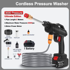 Pressure Washer Portable Wireless Car Washer 48V High power spray Water Gun Rechargeable Electric Car Washer Sprayer Adjustable Washer Spray Nozzle Power Tools Cleaning Machine Durable battery Water Pump For cars garden stone floors motorcycle washing