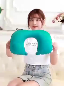 U Shape Inflatable Travel Pillow Press Type Pillows Neck Pillow Foldable Home Work Camp Bantal Leher Mudah Alih 充气挂脖枕头旅行 Bantal Kembung Tekan Jenis Bantal Bantal Leher Kem Kerja Rumah Boleh Lipat