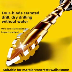 MONLEYTA | German Upgraded Four-Blade Sawtooth Eccentric Drill Bit For Tile Concrete High Hardness Dry Hole Drilling Special Electric Drill Head