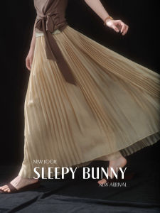 Gilded Fog Accordion Pleat Elastic Waist Flared A-Line Skirt Summer