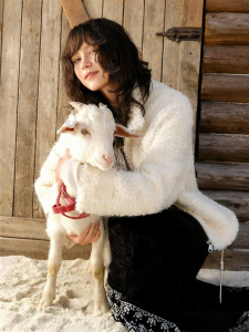 DUSHU | Eco-friendly Faux Fur Curly Fur Short Outfit Loose High Collar