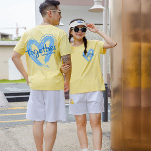 High-End Summer Short-Sleeve Family Matching T-Shirts for Three Or Four Members Mother Daughter Casual Cotton Trendy Wear