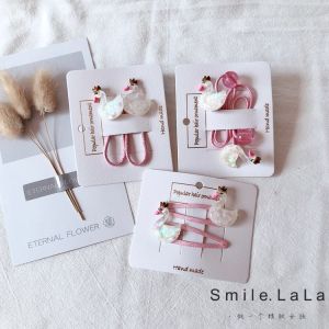Korean Style Childrens Hair Clips Baby Girl Swan Hair Accessories Sparkling Powder Cute BB Clip Cartoon Hair Ties