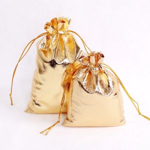 50pcs/lot Jewelry Packing Silver Gold Drawstring Velvet Bag Wedding Gift Bags & Pouches Christmas Party Gift Craft Candy Bags