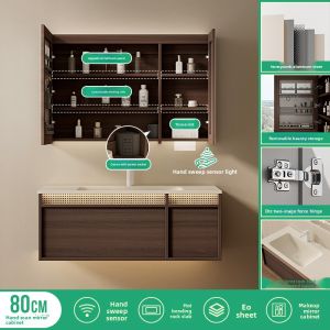New Chinese Style Rock Plate Hot Bending Integrated Basin Bathroom Cabinet