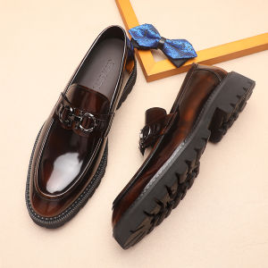 British Style Casual Versatile Thick Bottom round Toe Breathable Loafers Business Low Cut Wedding Shoes Fashionable Flat Footwear