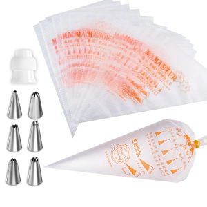 100pcs Piping Bags Cake Decorating Tools with Icing Bags Tips Disposable Pastry Bags Supplies for Baking Royal Icing Cupcakes