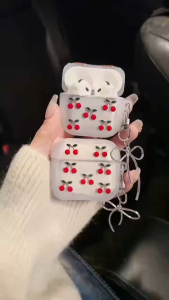 case Dimi เคสหูฟัง เคสใสการ์ตูนนูน ลายเชอรี่ เคสหูฟังบลูทูธ เคสหูฟังไร้สาย เเถมห่วงคล้อง สำหรับ Airpods4 Airpdos1/2/3 Airpods pro/pro2