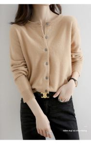 Nữ Worsted Cardigan Cổ Tròn Nón Kết Nam Nữ Màu Trơn Cao Cấp Co Giãn Cổ Cao Cấp Thời Trang Thu Xuân-ZD-021