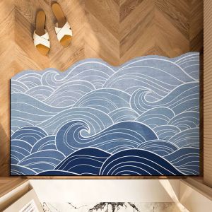 VIKAMA Irregular Wave Floor Mat Anti-Slip Welcome Entrance Doormat Soft Rug for Bedroom Kitchen Living Room Home Decor