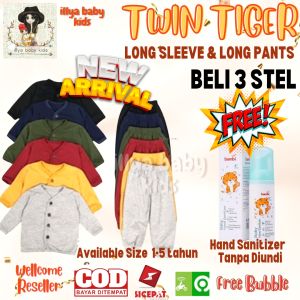 Twin Tiger Setelan Panjang Cozy Long Sleeve Cozy Set Setelan Piyama Panjang Baju Celana Panjang Anak 3-18 Bulan