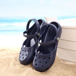 New Arrival Closed Toe Hole Shoes Womens Thick Sole Non Slip Beach Shoes Mary Jane Sandals Seaside Holiday Jelly Flats Slippers