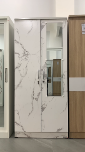 LUNARSOL Lemari Pakaian 2 Pintu Cermin Kunci | Wardrobe Minimalis Japandi LPT 011 Grade A