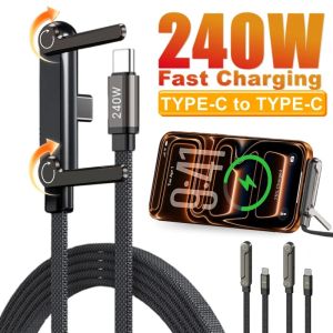 Tiktok HOT 240W Ultra-Fast Charging Cable with Foldable Stand 90° Elbow Bend for Gaming 480Mbps High-Speed Data Transfer 1.5m Durable Design 2-in-1 Solution for Work Play & Movies