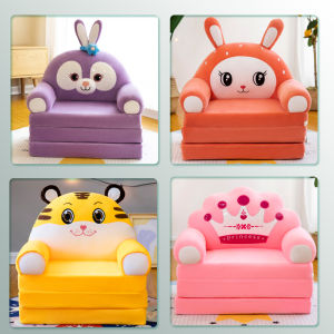 Foldable Sofa Bed Childrens Backrest Seat Cute Animal Pattern Nursery Sleeping Couch Bed Modern Simple Style Fabric Sofa