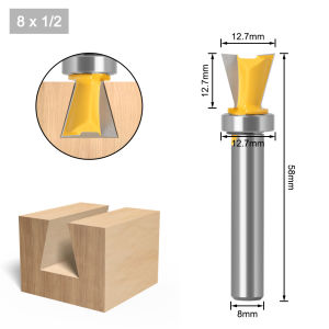 Dao Phay Gỗ 8mm Shank Dovetail Có Vòng Bi Để Tạo Rãnh Và Tạo Khớp Làm Từ Hợp Kim Tungsten Cobalt