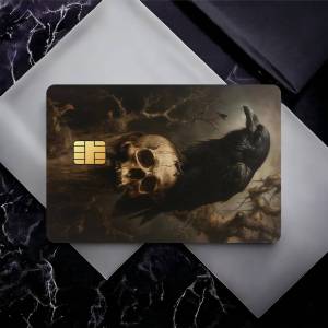 Romantic Skull & Raven Bank Credit Cards Bus Pass Stickers Cool Decoration Waterproof 4PCS Card