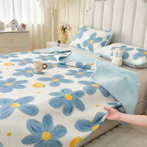 New A-Class Pure Cotton Bed Cover Single Piece Four Seasons Universal Thick Milk Velvet Tatami Bedding Three-Piece Set