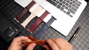 Premium Pin-and-Tuck Leather Strap for iWatch - Series 1/2/3/4/5/6/SE/7/8/SE2/9/10/SE3/11/Ultra123