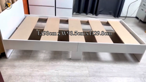 KitchenZ 15mm Thick Board Strong Wooden Single Bed Frame with Headboard Single Size Durable Sturdy Strong Bearing Capacity