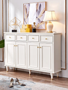 2024 New American Style Indoor Shoe Cabinet Home Entrance White Solid Wood Drawer Storage Hallway Cabinet Residential Furniture