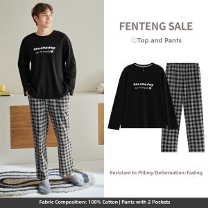 FENTENG | Anti-Static Comfortable Cotton Mens Long Sleeve Sleepwear