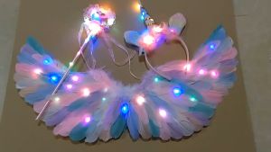 LUXA LED Light Up White Feather Wing Angel Halo Glow Party Costume Gift
