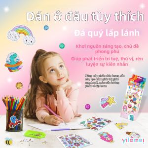 DIANDIANHUA | Nhãn Dán Đá Nhũ DIY Hình Bóng Unicorn Công Chúa Cho Trẻ Em
