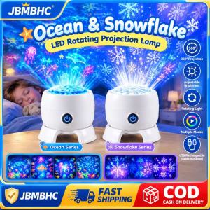 JBMBHC 360 Dynamic Ocean Projection Lamp Rechargeable Night Light 3 Modes Snowflake Starry Sky USB Powered Bedroom Decor