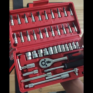 Toolshub 46pcs 1/4" Socket and Wrench Combo Tool Set for Car Motorcycle Repair DIY Home Tool Box Kit