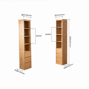 YUANSHI YUANSU | Solid Wood Glass-Door Full Wall Tall Bookcase Display Cabinet