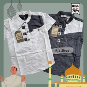 Kemeja Koko Lengan Pendek Anak Laki-Laki & Pakaian Muslim Anak Usia 1-15 Tahun