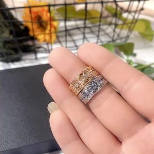 Huitan Newly Designed Women Finger Rings with White/Blue CZ Engraved Pattern Unique Female Rings Wedding Party Statement Jewelry