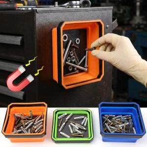 Square Silicone Magnetic Parts Tray Portable Magnetic Base Design Foldable Flexible Hardware Organizer