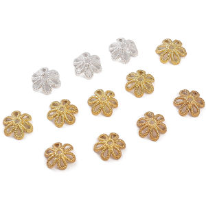 ผู้ถือดอกไม้โลหะผสมทองแดงชุบชิ้น/ถุง10มม. สำหรับเครื่องประดับทำเครื่องเพชร DIY