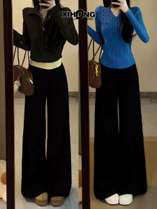 High Waist Wide Leg Straight Cut Denim Jeans Womens Black Loose Slimming Drapey Non-Matching Leggings Spring 2025 New Style