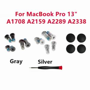 New A1708 A2159 A2289 A2338 Silver Gray Bottom Shell Back Cover Screw kit Rubber For Macbook Pro 13" Screws Set