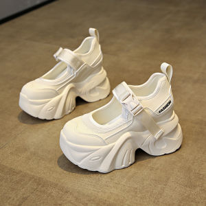Womens Summer Sport Shoes Thick Bottom High Toppling Mary Janes Casual Shoes Fashionable Cross Buckle Waterproof Platform
