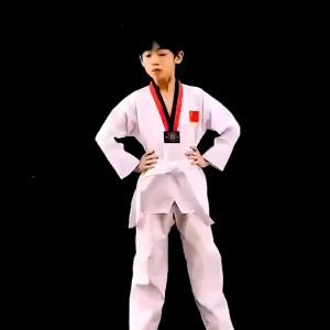 Taekwondo V-Neck White Complete Uniforms With White Belt taekwondo uniform for For Adult Children