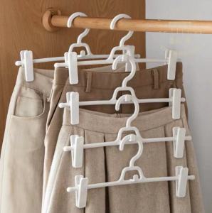 Elegantand practical Stackable pants hangers 5 /10 seamless retractable pants hangers pants clip skirt jacket racks Hook clothes storage