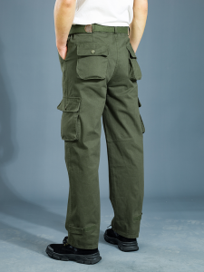 Mens Pure Cotton Twill Wear-Resistant Work Trousers Spring Autumn Multi-Pocket Loose Straight Anti-Scald Electric Welding Workwear Safety Long Pants