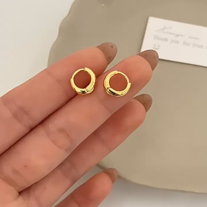 Womens Earring Set 18k Saudi Gold Hypoallergenic Earrings Hoop Chunky Style Non Fading Non Tarnished for Sensitive