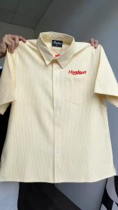 Áo sơ mi nam tay ngắn kẻ sọc  form rộng oversize chất vải oxford dày dặn