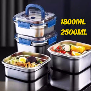 Large Capacity Lunch Box with Handle Microwave Safe 316 Stainless Steel Food Container Camping Picnic Bento Box for Salad Fruit
