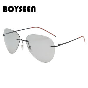 Ultra-Light Titanium Polarized Discolored Sunglasses Drivers Glasses for Driving Fishing Driving Men Toad Sunglasses Day and Night Dual-Use