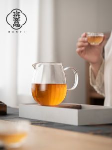 ชุดเครื่องดื่มชาแก้ว Borosilicateขนาดใหญ่ อุปกรณ์ชงชาแบบเรียบง่าย อุปกรณ์ชงชาแบบหนาทนความร้อนสูง อุปกรณ์ชงชาแบบแยกส่วน