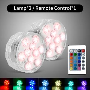 10Leds RGB LED Underwater Lights Submersible Lamp Battery Powered For Outdoor Garden Swimming Pool Vase Party Wedding Lighting