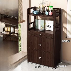 New Chinese Style Tea Table Multi-Functional Non-Raw Wood Multi-Layer Storage Rack Tea Room Tea Leaf Storage Shelf Home Use