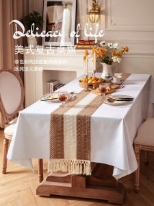 American Retro Handmade Woven Table Flag Geometric Pattern Tablecloth Decorative Arrangement for Dining Table Coffee Table TV Cabinet Shoe Cabinet